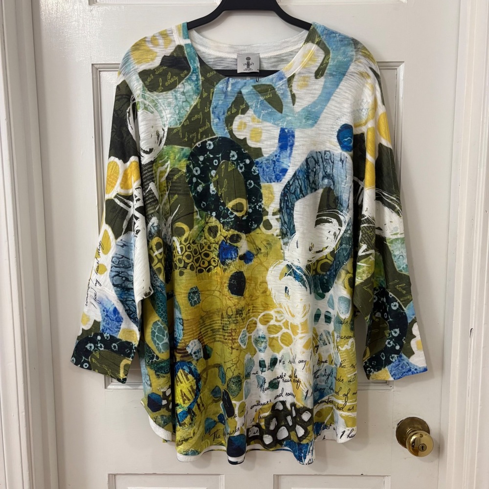 Inoah Art to Wear Tunic Top One Size 1X Lagenlook Tunic Oversized Eclectic Boho